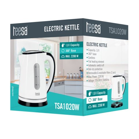 Czajnik elektryczny TEESA, 2200 W, biały, 1,8L Czajnik elektryczny TEESA, 2200 W, biały, 1,8L
