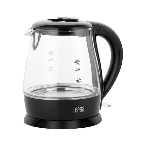 Czajnik elektryczny TEESA, szklany, 1650 W, czarny, 1 L Czajnik elektryczny TEESA, szklany, 1650 W, czarny, 1 L