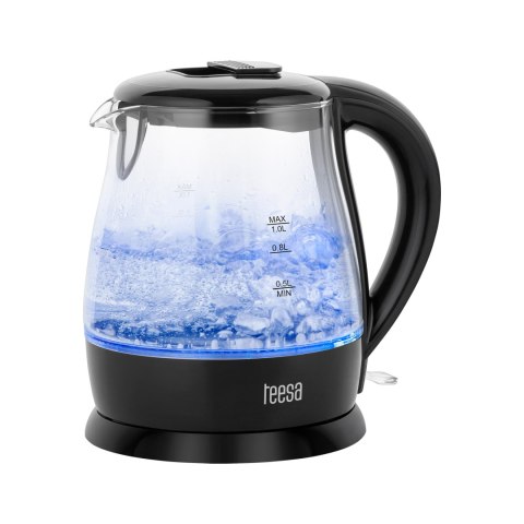 Czajnik elektryczny TEESA, szklany, 1650 W, czarny, 1 L Czajnik elektryczny TEESA, szklany, 1650 W, czarny, 1 L