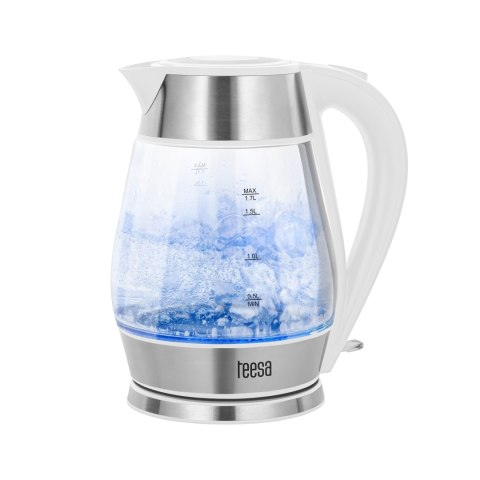 Czajnik elektryczny TEESA, szklany + inox, 2200 W, biały, 1,7 L Czajnik elektryczny TEESA, szklany + inox, 2200 W, biały, 1,7 L