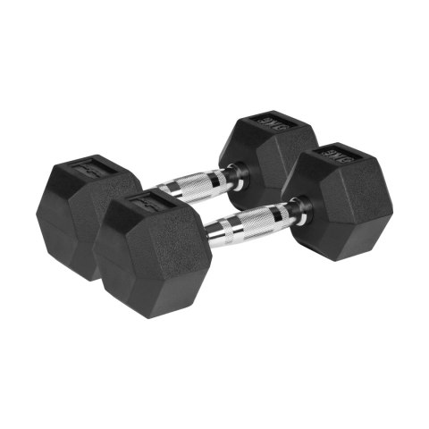 Hantle żeliwne gumowane HEX 2x5 kg REBEL ACTIVE Hantle żeliwne gumowane HEX 2x5 kg REBEL ACTIVE