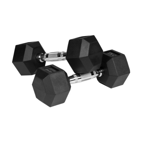 Hantle żeliwne gumowane HEX 2x5 kg REBEL ACTIVE Hantle żeliwne gumowane HEX 2x5 kg REBEL ACTIVE