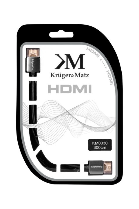 Kabel HDMI - HDMI wtyk-wtyk (A-A) 3.0m Kruger&Matz 4K Kabel HDMI - HDMI wtyk-wtyk (A-A) 3.0m Kruger&Matz 4K