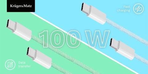 Kabel USB typu C - USB typu C 100 W 1,5 m zielony Kruger&Matz Basic Kabel USB typu C - USB typu C 100 W 1,5 m zielony Kruger&Matz Basic