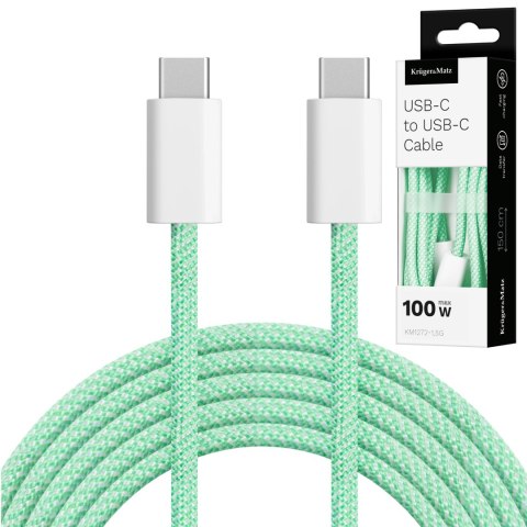 Kabel USB typu C - USB typu C 100 W 1,5 m zielony Kruger&Matz Basic Kabel USB typu C - USB typu C 100 W 1,5 m zielony Kruger&Matz Basic