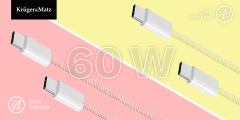 Kabel USB typu C - USB typu C 60 W 1,5 m żółty Kruger&Matz Basic Kabel USB typu C - USB typu C 60 W 1,5 m żółty Kruger&Matz Basic