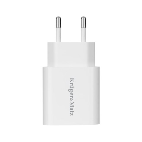 Ładowarka sieciowa Kruger&Matz GaN dual USB z funkcją Power Delivery i Quick Charge Ładowarka sieciowa Kruger&Matz GaN dual USB z funkcją Power Delivery i Quick Charge