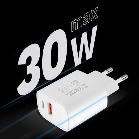Ładowarka sieciowa Kruger&Matz GaN dual USB z funkcją Power Delivery i Quick Charge Ładowarka sieciowa Kruger&Matz GaN dual USB z funkcją Power Delivery i Quick Charge