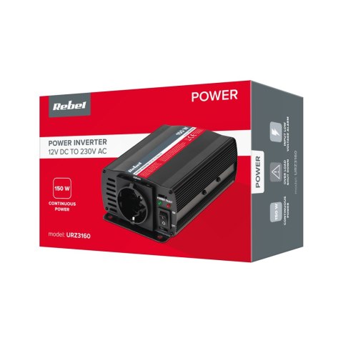 Przetwornica REBEL 12V/230V 150W (gn. typu F :niemieckie) Przetwornica REBEL 12V/230V 150W (gn. typu F :niemieckie)