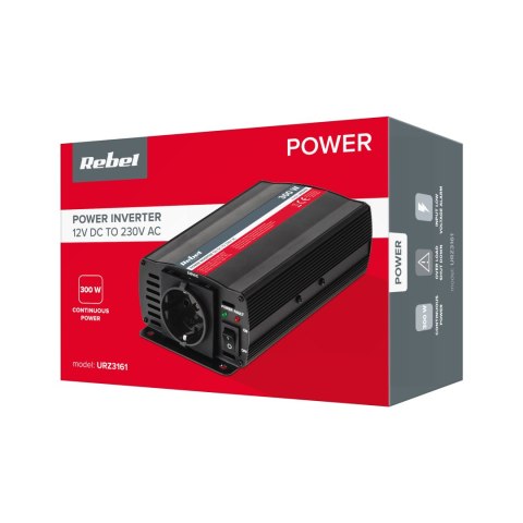 Przetwornica REBEL 12V/230V 300W (gn. typu F :niemieckie) Przetwornica REBEL 12V/230V 300W (gn. typu F :niemieckie)