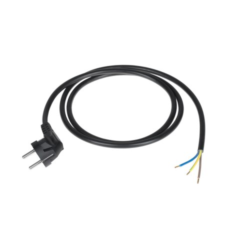 Przewód zasilający 3x1,5mm czarny 3m z wtyczką kątową Przewód zasilający 3x1,5mm czarny 3m z wtyczką kątową