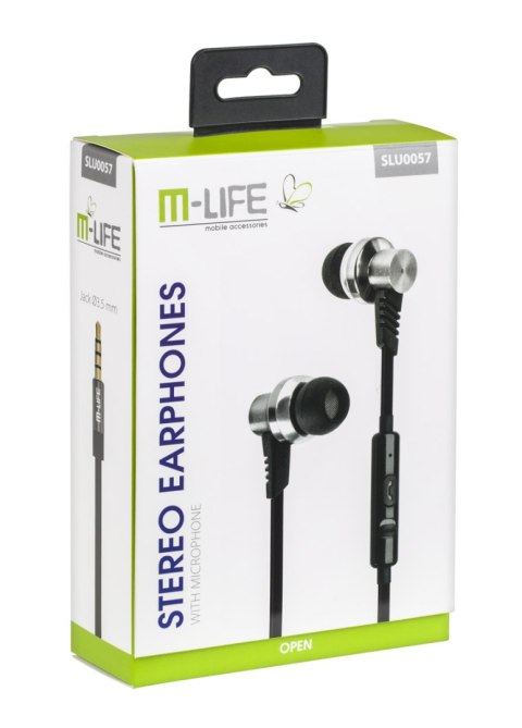 Słuchawki metalowe douszne M-Life Jack 3,5 z mikrofonem iphone/samsung Słuchawki metalowe douszne M-Life Jack 3,5 z mikrofonem iphone/samsung