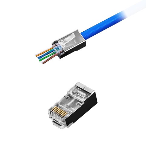 Wtyk telefon. RJ45 8P 8C(drut)przelotowy CAT.5E ekranowany Wtyk telefon. RJ45 8P 8C(drut)przelotowy CAT.5E ekranowany