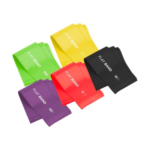 Zestaw gum do ćwiczeń lateksowe 2m - Flat Band LTs-1, 2,5-20 kg, 5 gum, REBEL ACTIVE Zestaw gum do ćwiczeń lateksowe 2m - Flat Band LTs-1, 2,5-20 kg, 5 gum, REBEL ACTIVE