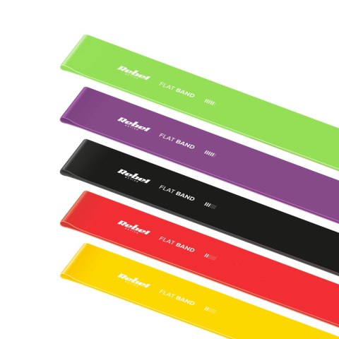 Zestaw gum do ćwiczeń lateksowe 2m - Flat Band LTs-1, 2,5-20 kg, 5 gum, REBEL ACTIVE Zestaw gum do ćwiczeń lateksowe 2m - Flat Band LTs-1, 2,5-20 kg, 5 gum, REBEL ACTIVE