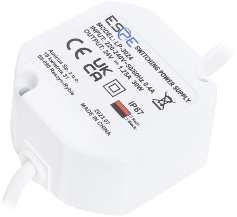 ZASILACZ IMPULSOWY DOPUSZKOWY HERMETYCZNY ESPE LP-3024 24V/30W/1.25A ZASILACZ IMPULSOWY DOPUSZKOWY HERMETYCZNY ESPE LP-3024 24V/30W/1.25A