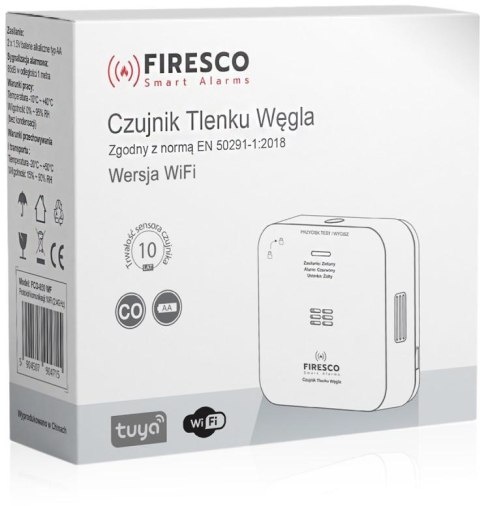 Zestaw czujników FIRESCO czujnik czadu + dymu z WiFi Zestaw czujników FIRESCO czujnik czadu + dymu z WiFi