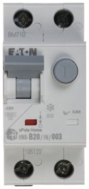 WYŁĄCZNIK RÓŻNICOWO-NADPRĄDOWY HNB-B20/1N/003 JEDNOFAZOWY, TYP AC 30 mA 20 A EATON