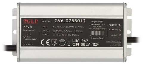 ZASILACZ IMPULSOWY GV6-12V/6.25A ZASILACZ IMPULSOWY GV6-12V/6.25A