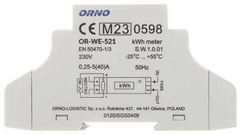 LICZNIK ENERGII ELEKTRYCZNEJ OR-WE-521 JEDNOFAZOWY ORNO LICZNIK ENERGII ELEKTRYCZNEJ OR-WE-521 JEDNOFAZOWY ORNO