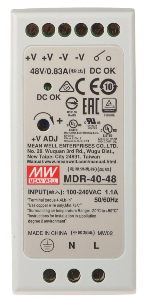 ZASILACZ IMPULSOWY MDR-40-48 MEAN WELL ZASILACZ IMPULSOWY MDR-40-48 MEAN WELL