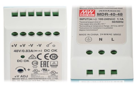 ZASILACZ IMPULSOWY MDR-40-48 MEAN WELL ZASILACZ IMPULSOWY MDR-40-48 MEAN WELL